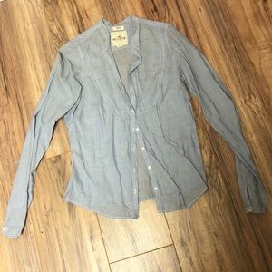 Hollister Striped Sheer Button Down Top Large